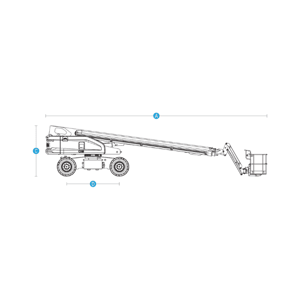 Specifications-techniques-dimensions-vue-de-cote-Nacelle-a-mat-droit-electrique-92-pieds-Sinoboom-TB860EJ-Plus