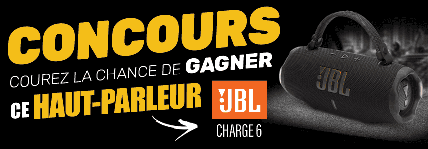 Concours SOSEQUIPMENT pour courir la chance de gagner un haut-parleur portatif Bluetooth JBL Charge-6 d’une valeur de 250$